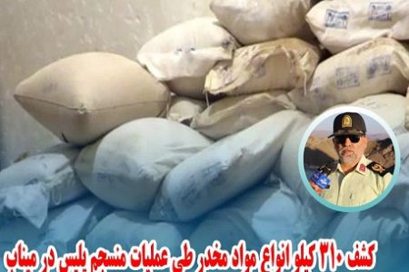 کشف ۳۱۰ کیلو گرم ماده انواع مواد مخدر طی عملیات منسجم پلیس در میناب